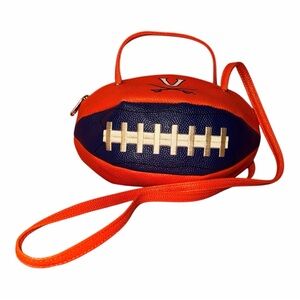 Virginia Cavaliers NCAA Orange and Blue Football-Shaped Crossbody Bag